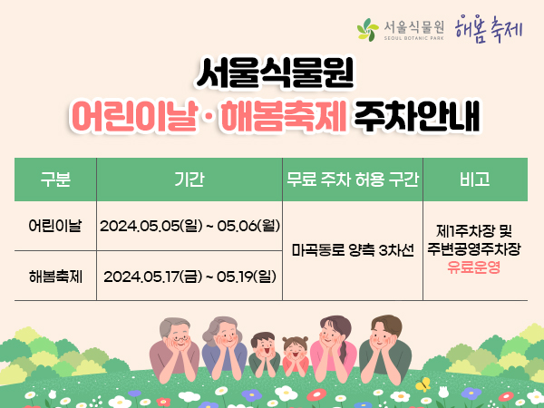 서울식물원 어린이날·해봄축제 주차안내