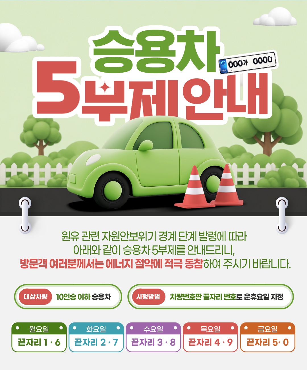 승용차 5부제 안내 이미지